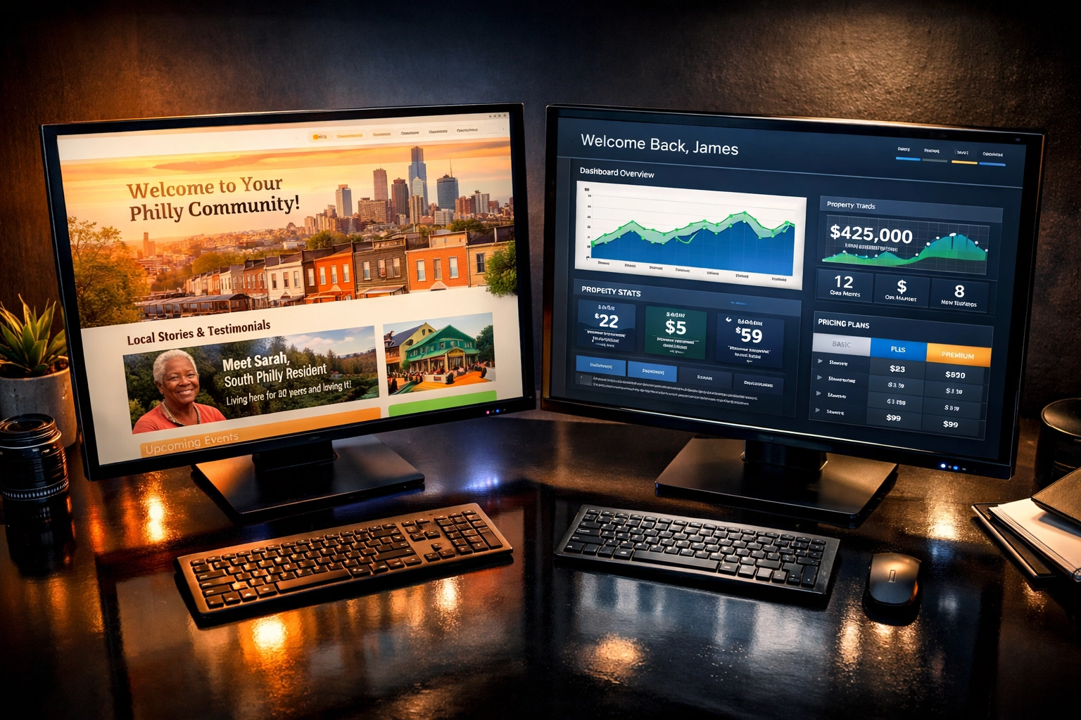 Side-by-side comparison of personalized website experiences for different users