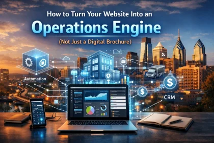 Website automation and CRM operations concept illustration