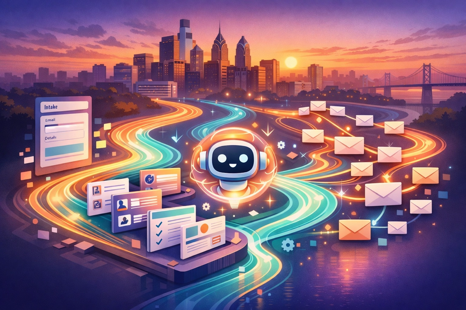 AI automation workflow connecting business tools and digital systems