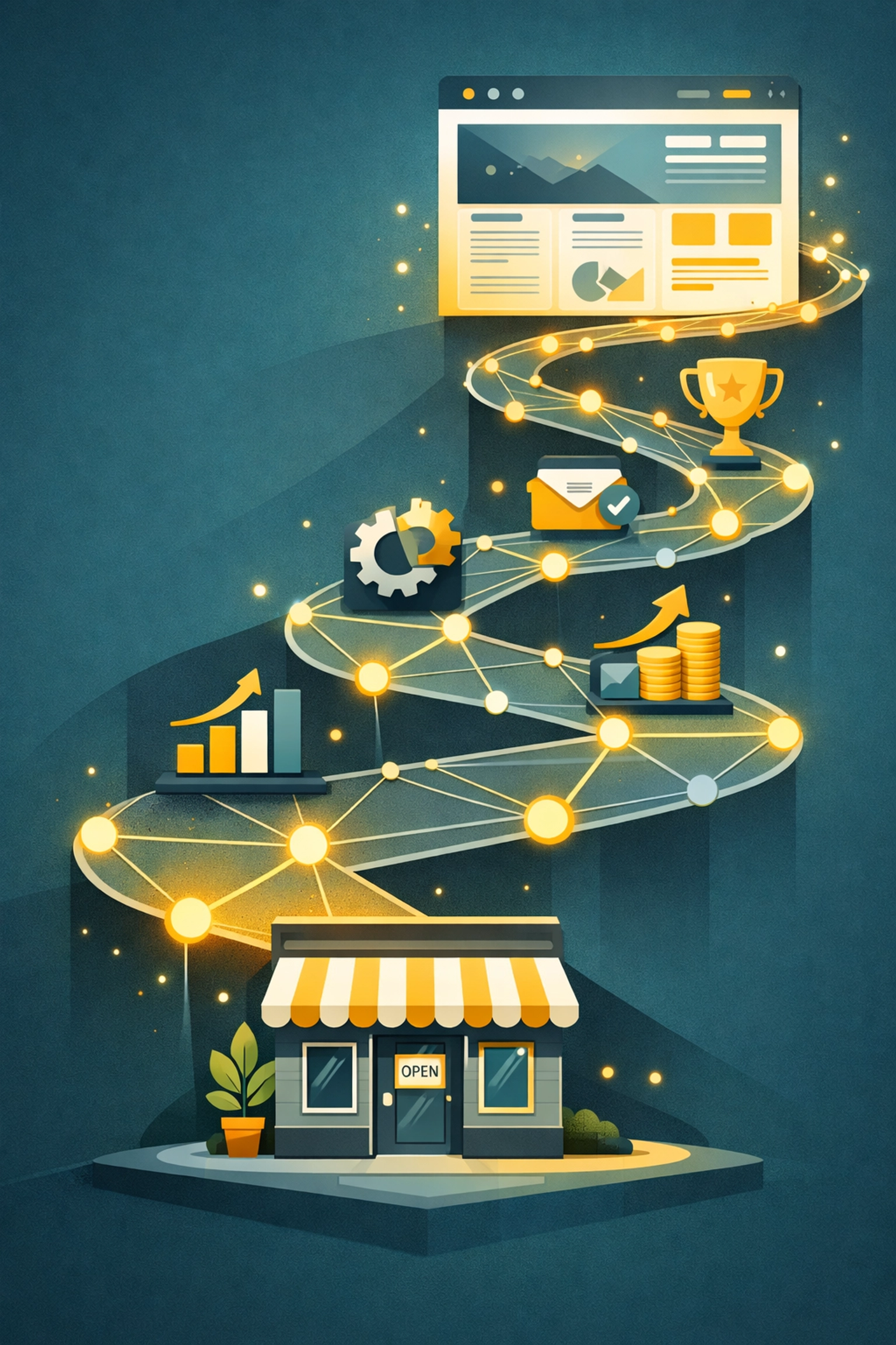 Business growth path from local storefront to integrated digital website platform