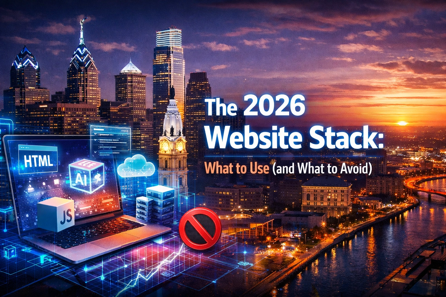 2026 website stack technologies and tools illustration