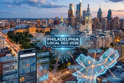 Philadelphia skyline highlighting AI local SEO 2026.