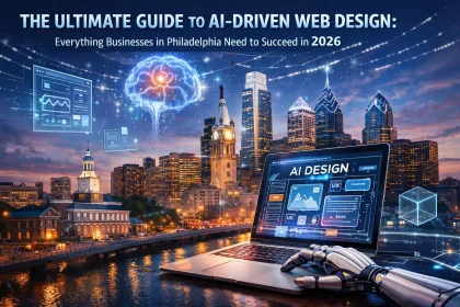 AI-driven web design in Philadelphia skyline