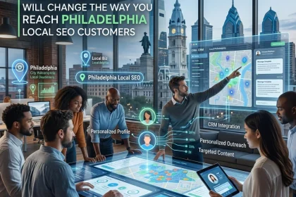 Team discussing CRM personalization for Philadelphia SEO.
