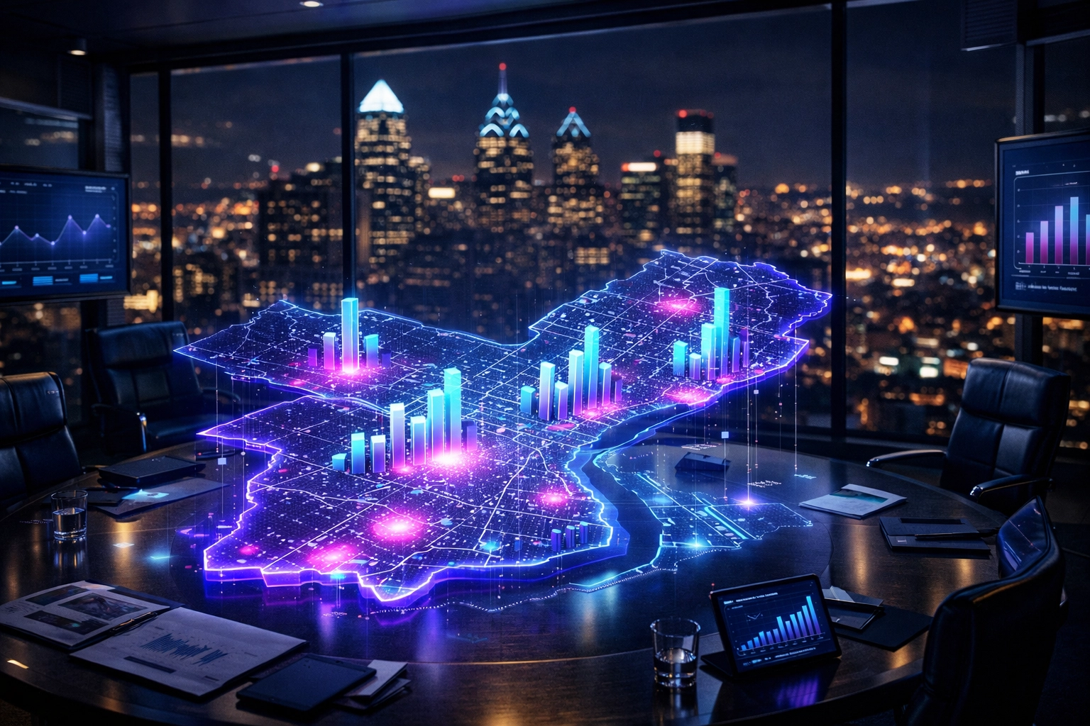 Predictive AI analytics showing Philadelphia market trends for high-performing local PPC campaigns.