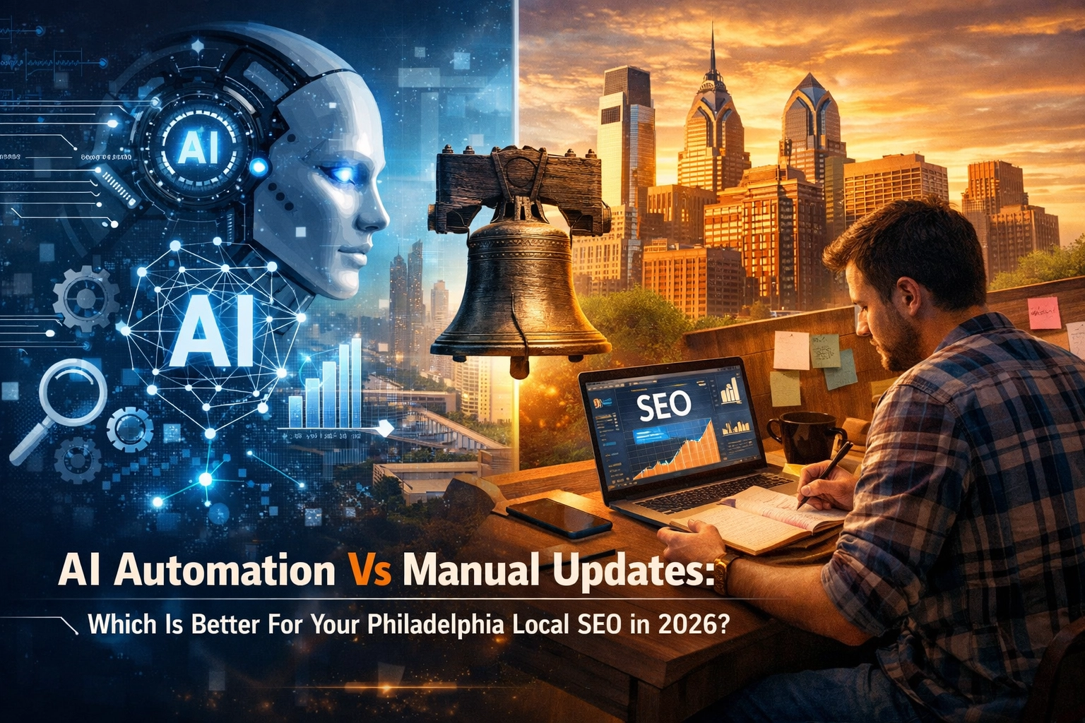 AI automation versus manual SEO updates in Philadelphia