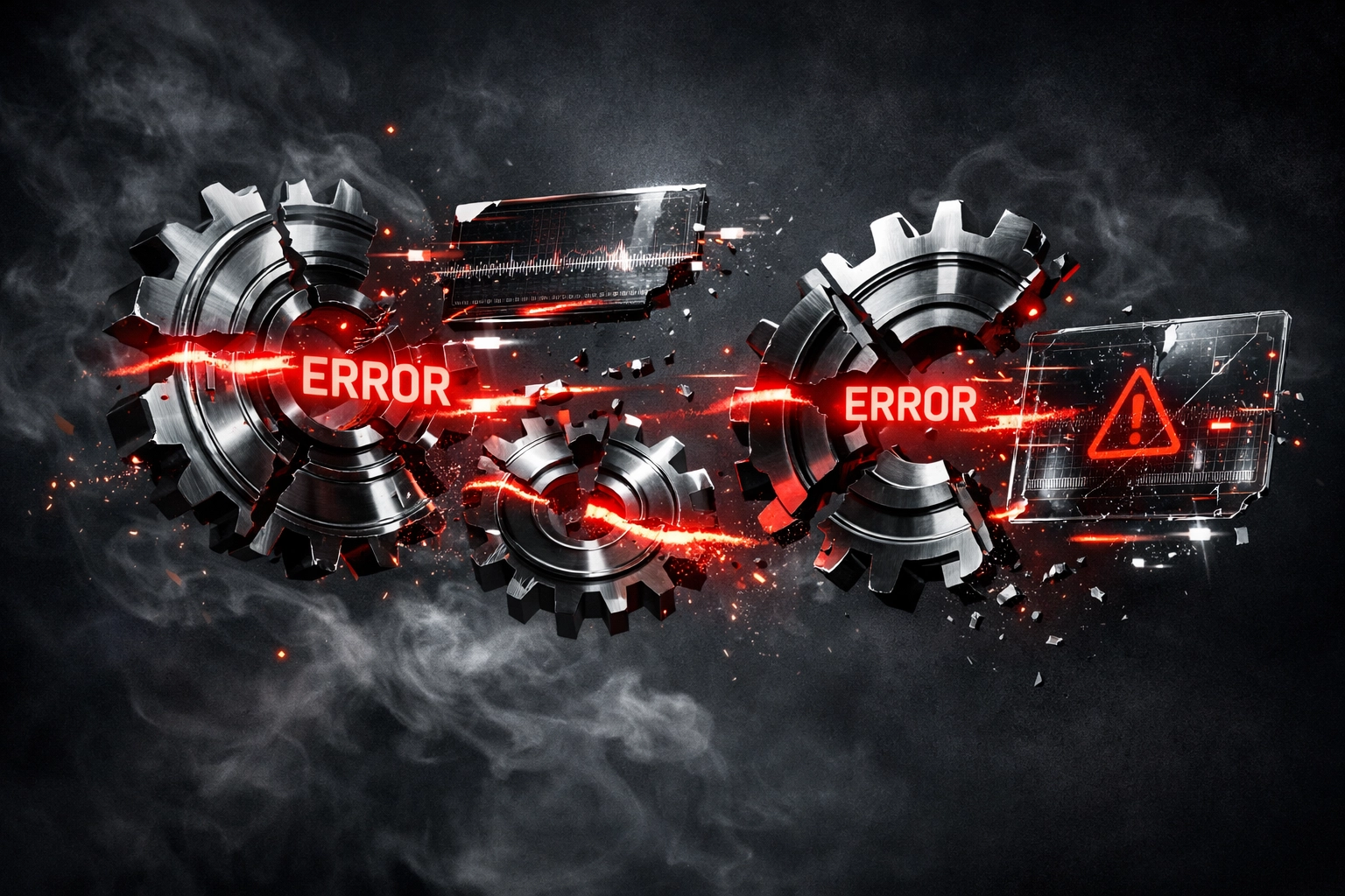 Broken gears representing the performance cost of disconnected business website tools.