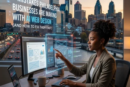 Designer working on AI web design in Philadelphia office