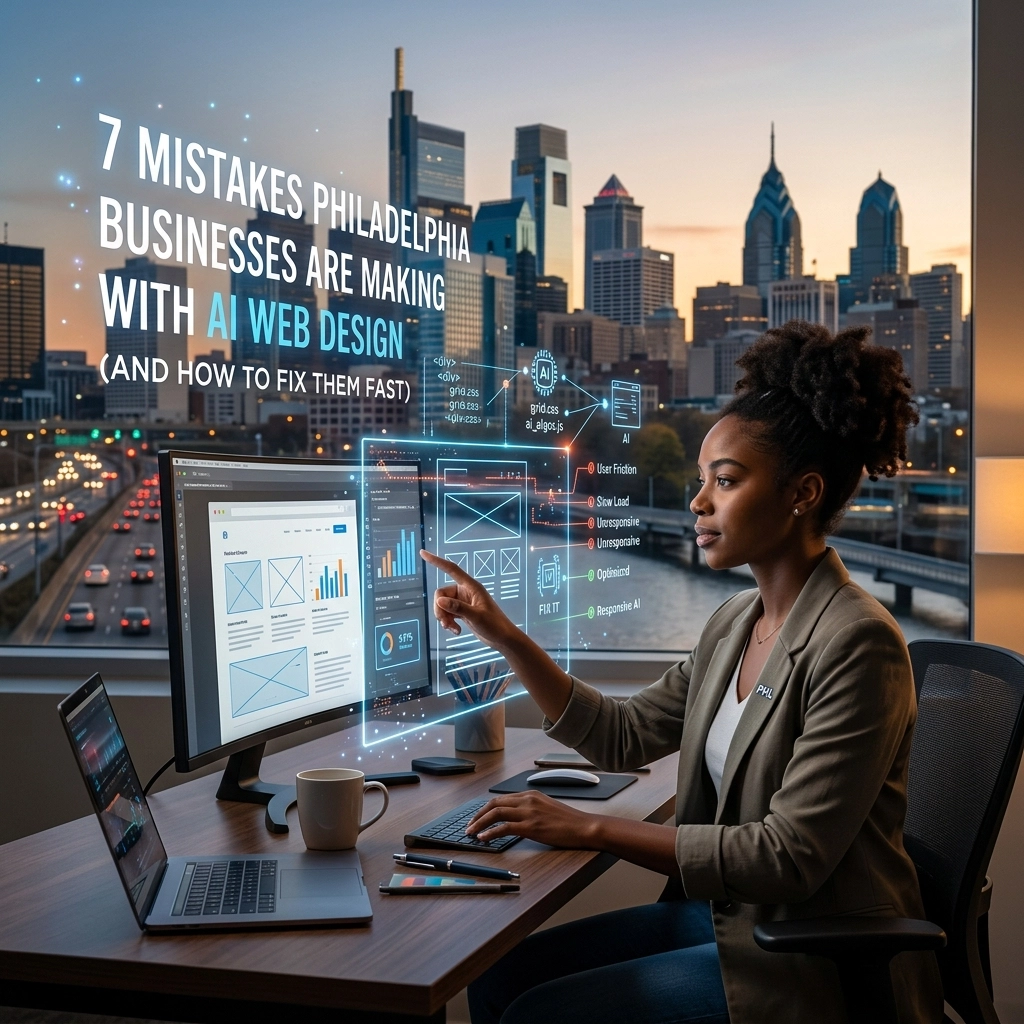 Designer working on AI web design in Philadelphia office