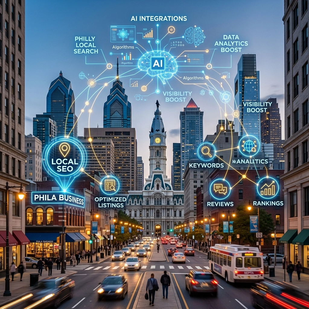 AI-driven local SEO strategies in Philadelphia cityscape