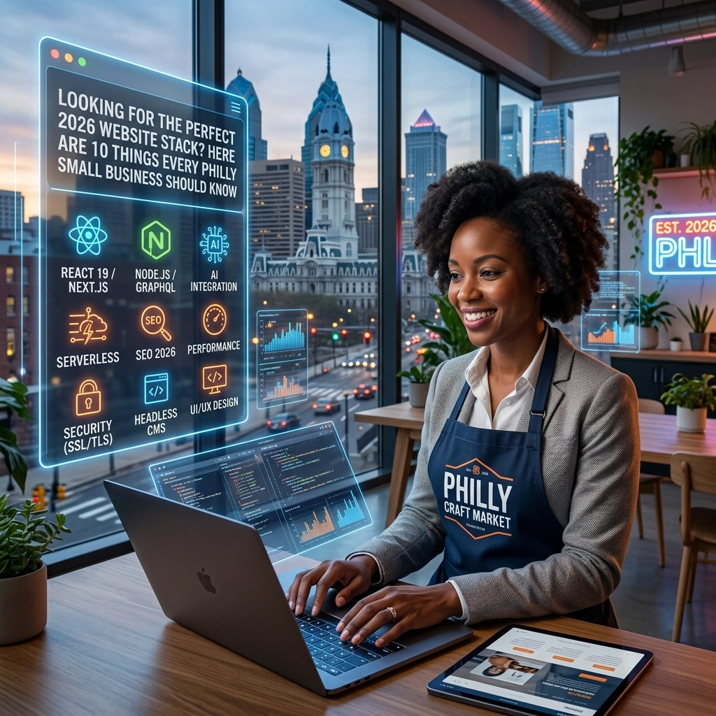 Developer working on website stack in Philadelphia office