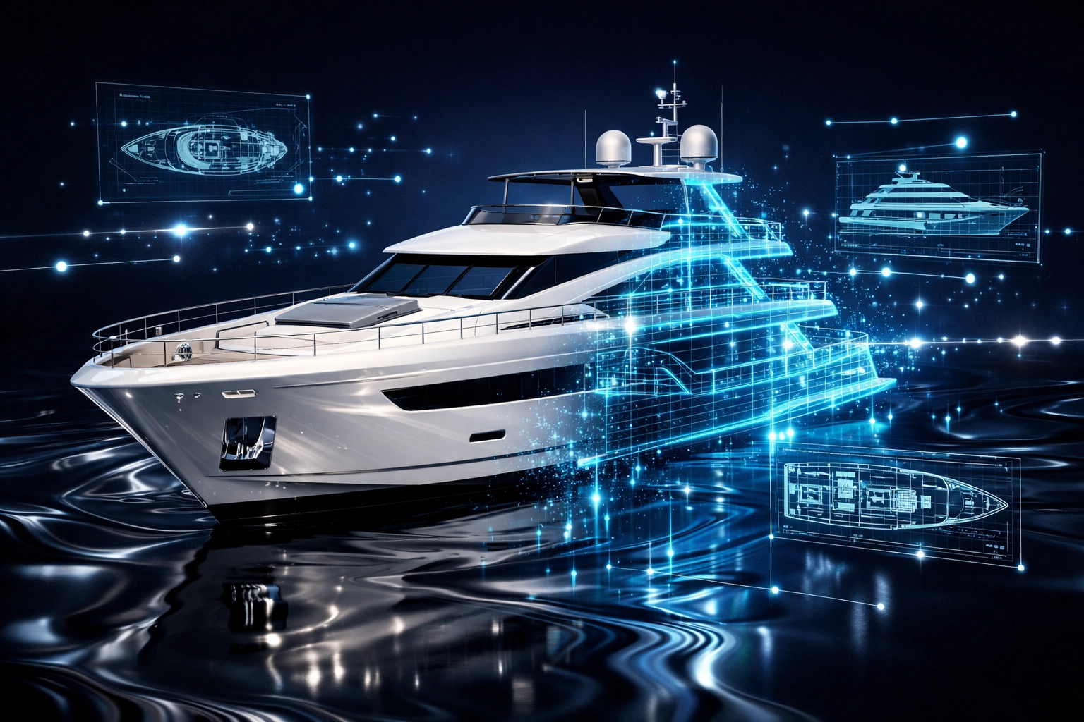 Advanced technical architecture and custom web design blueprint for a luxury yacht website.