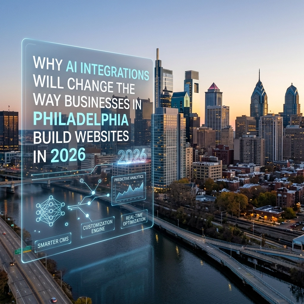 Philadelphia skyline with AI integration technology concept