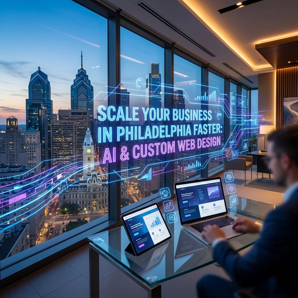 Businessman working on AI web design in Philadelphia