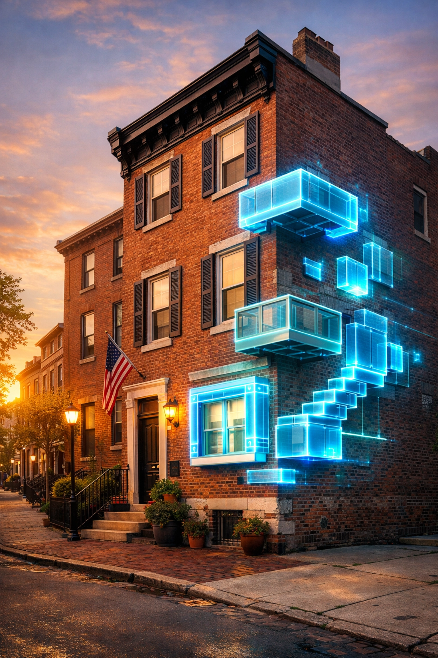Modular web design blocks on a Philadelphia home representing scalable website architecture.