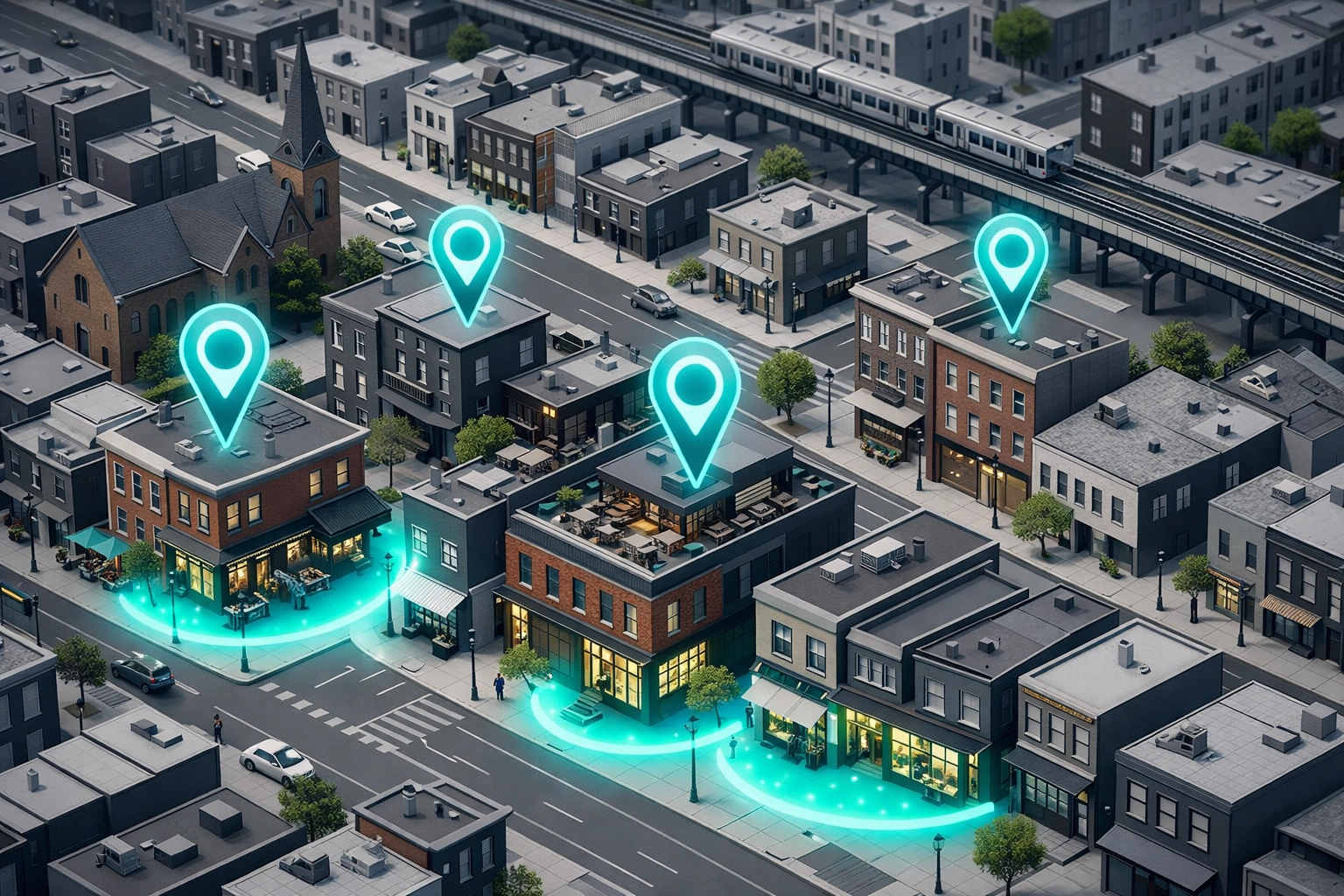 Digital heat map of Philadelphia neighborhoods targeting local intent and search traffic.