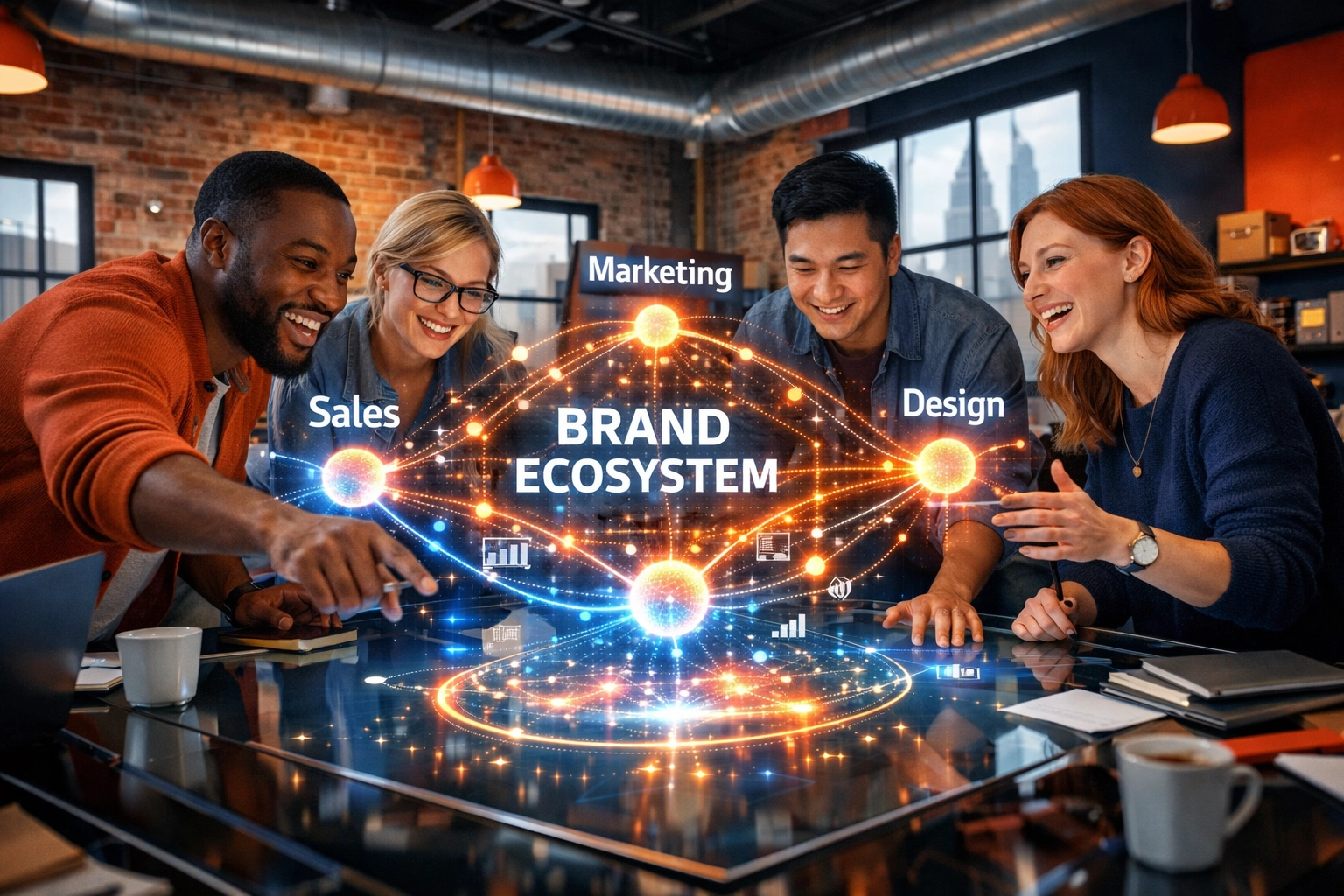 A Philadelphia creative team using integrated AI tools to develop unified branding and web design strategies.