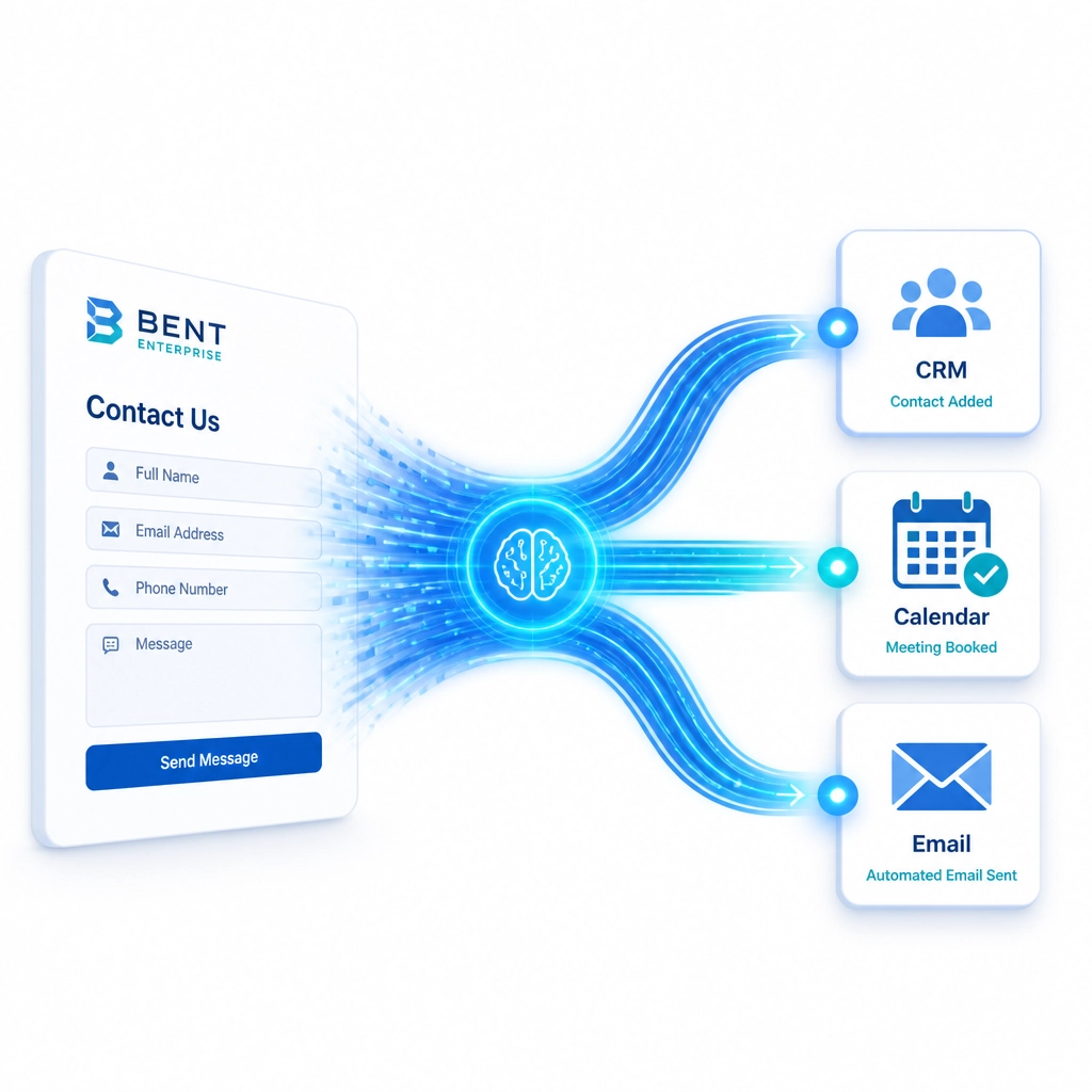 Conceptual illustration of an AI-powered website automation workflow