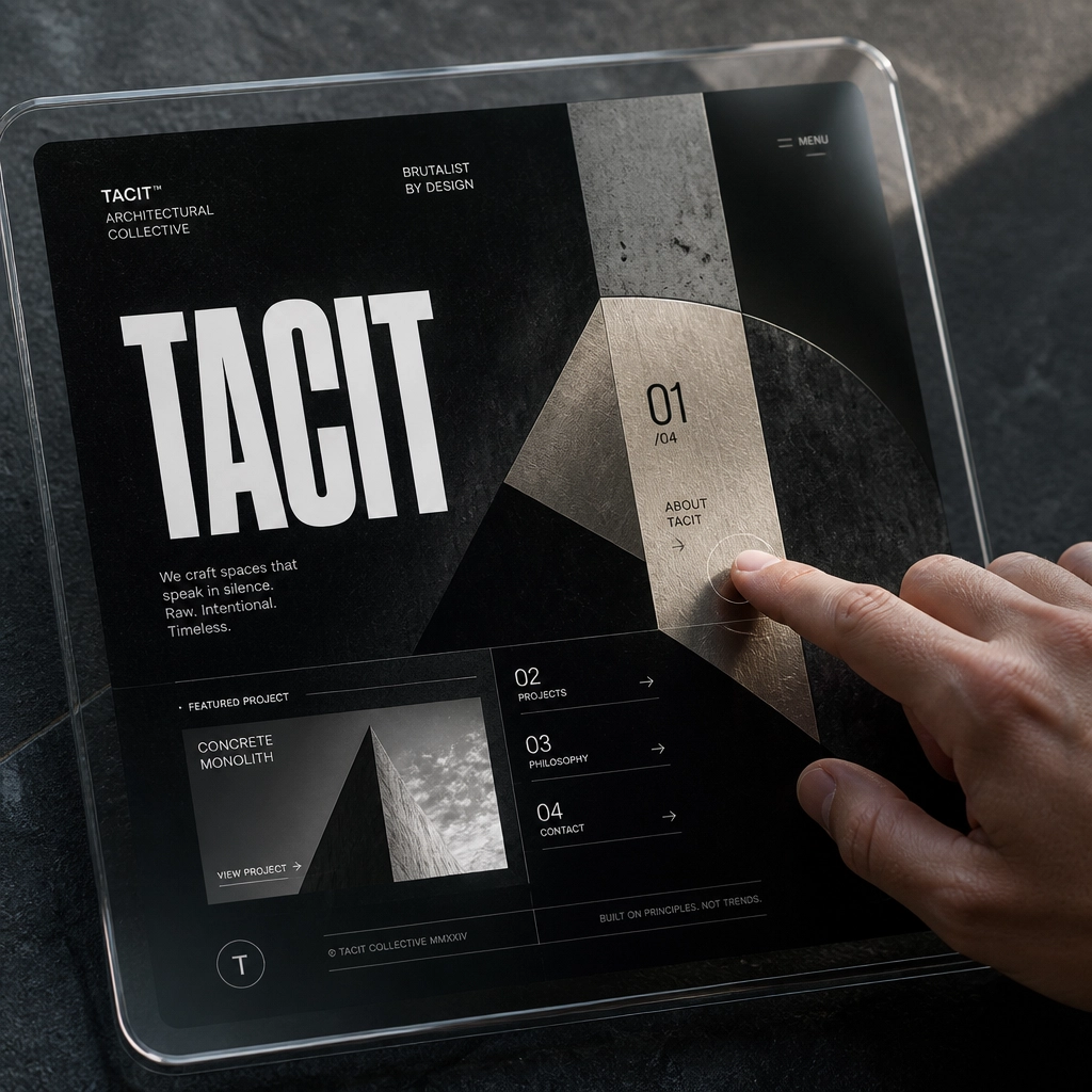 A close-up of tactile brutalism in web design featuring bold typography and rich CSS textures.