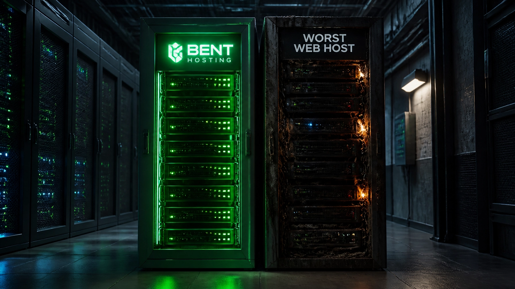 Reliable vs unreliable web hosting visualization