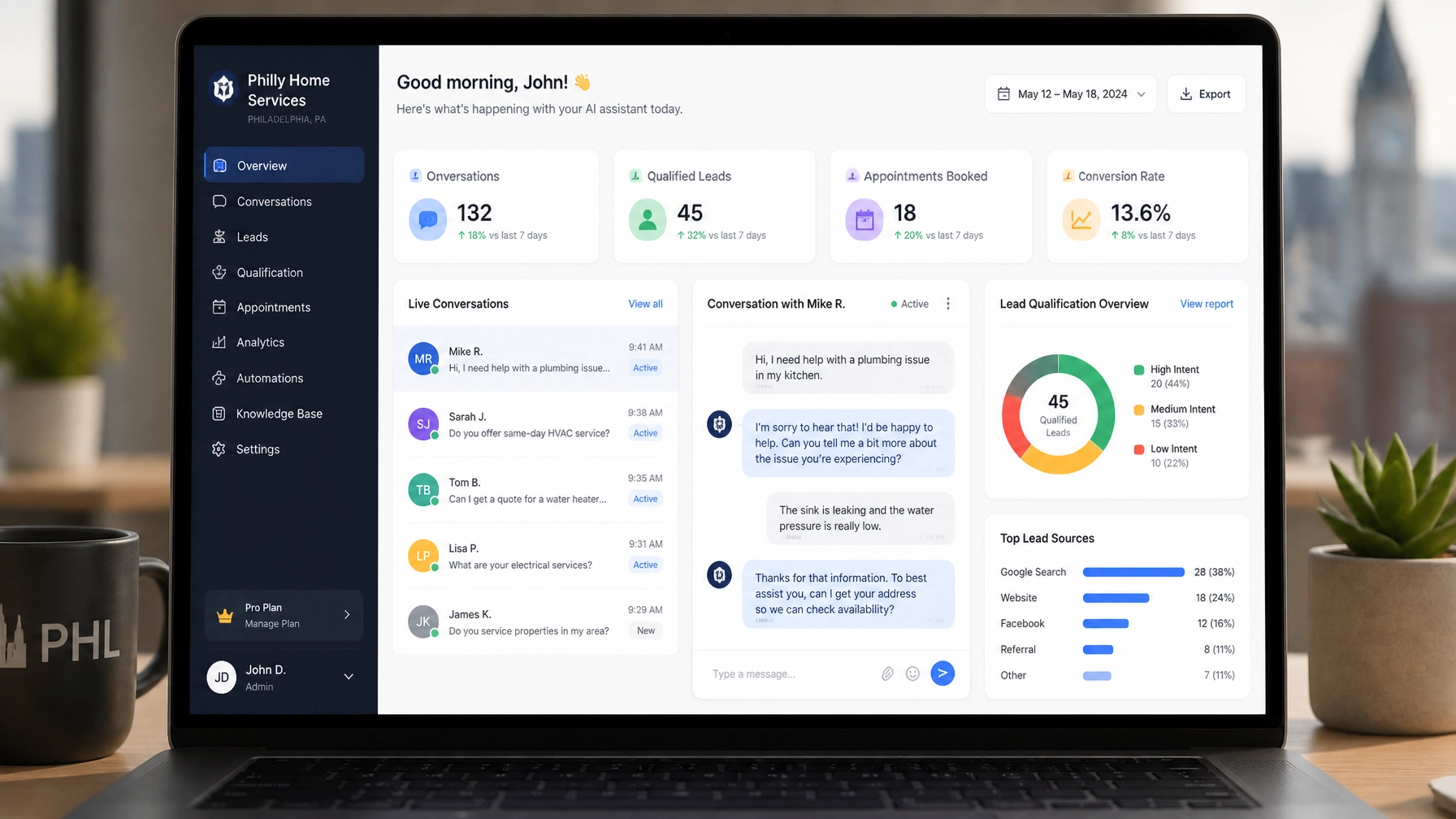Modern interactive website interface showing conversational AI customer support